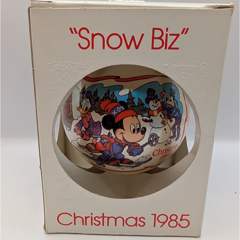 Vintage 1985 Disney "Snow Biz" Christmas Bauble Ornament - Mickey Mouse